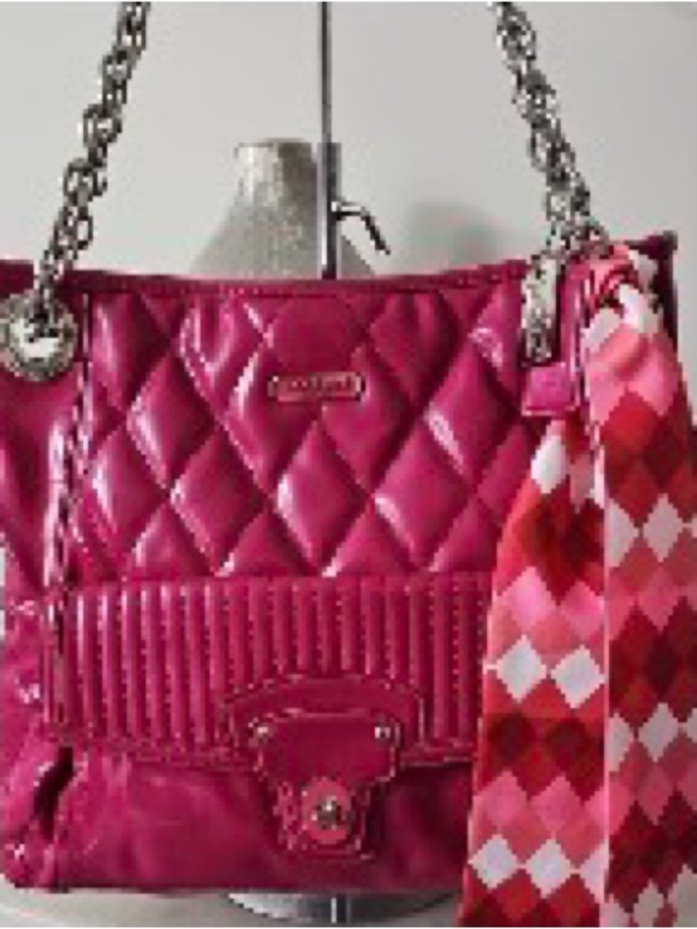 Coach Poppy Quilted Magenta Patent Leather Excellent Condition